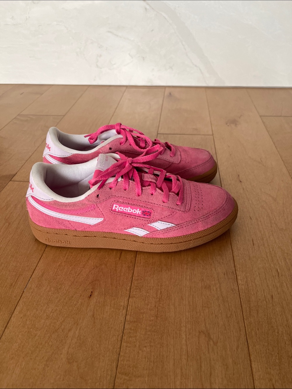 Reebok Kids Pink Suede Sneakers with Gum Sole